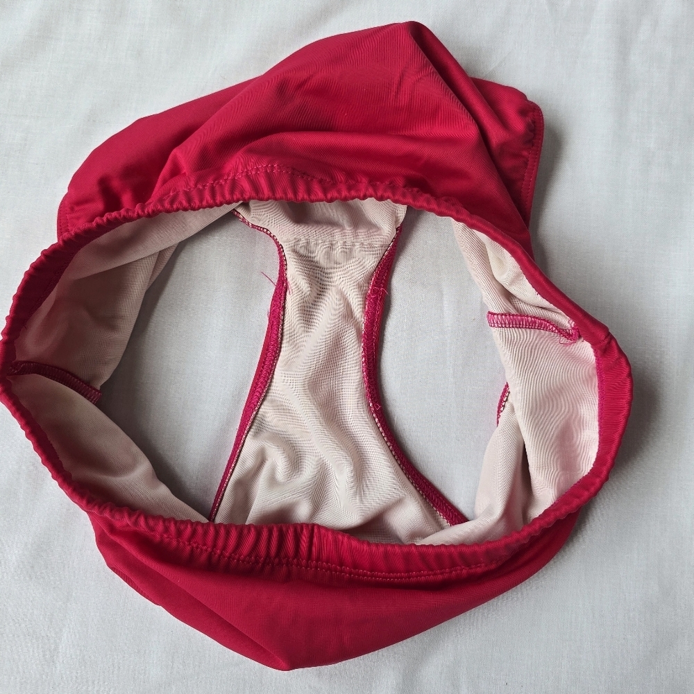 Lands' End▪️Raspberry Pink Bikini Swim Mid-Waist Full Coverage Bottoms - Picture 2 of 5